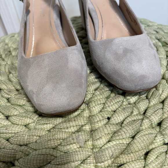 Vionic Plaza Nareen Gray Suede Block Heel Comfort Arch Support Slingback Heels - Picture 3 of 8
